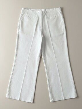 Equestrian Women’s White Wide‑Leg Pants High Rise Elastic Waist